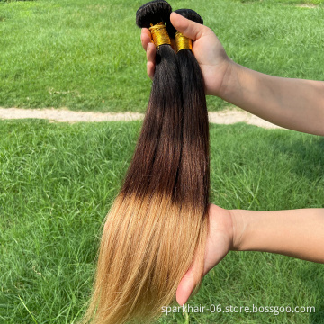 10A 3Bundles Brazilian Straight Hair Weave 30 Inch Human Hair Extensions Silky Straight 1B/4/27 Ombre Brown Honey Blonde Bundle